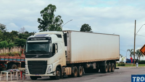 a truck is parked on the side of the road